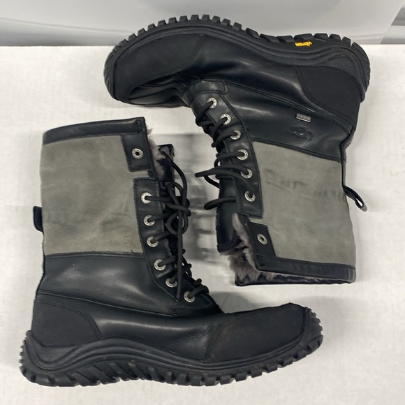 UGG Men Black/Gray Fur Vibram Leather Waterproof Snow Gore-Tex Boots Size 10 EUC main image 4